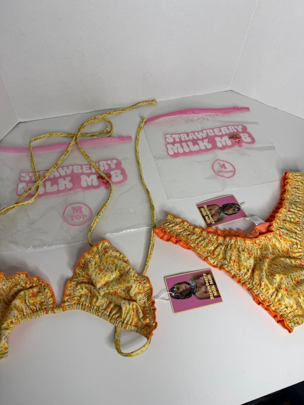 NEW Strawberry Milk Mob Yellow Bikini Size Medium Swim